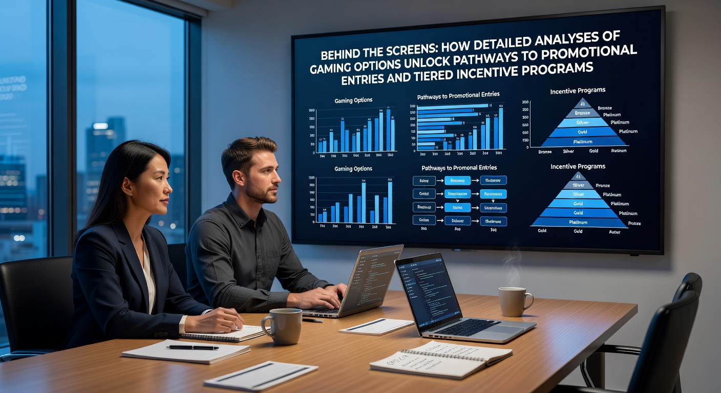 Detailed view of gaming analytics dashboards showing promotional pathways and tiered rewards structures