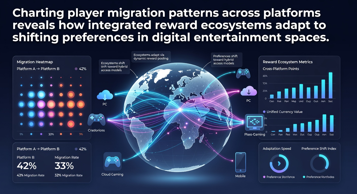 Visualization of player migration flows between gaming platforms and reward system adaptations in digital entertainment