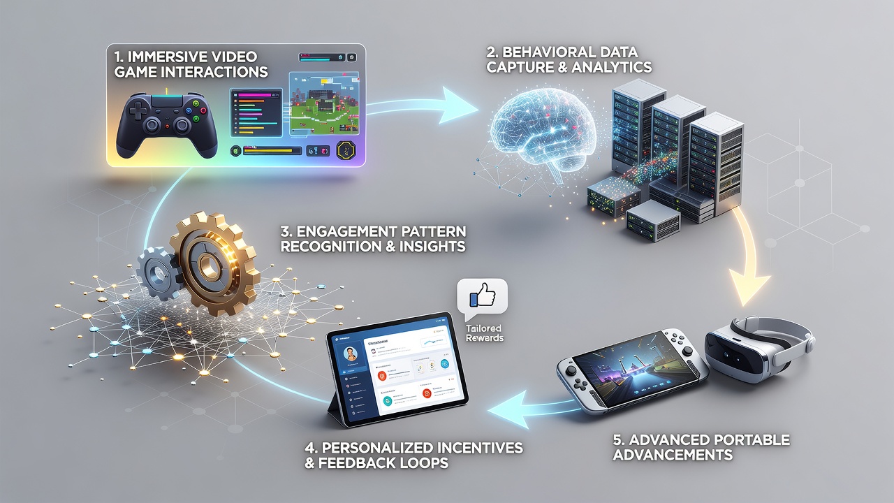 Diagram mapping user progression from mobile rewards to live table tournament participation