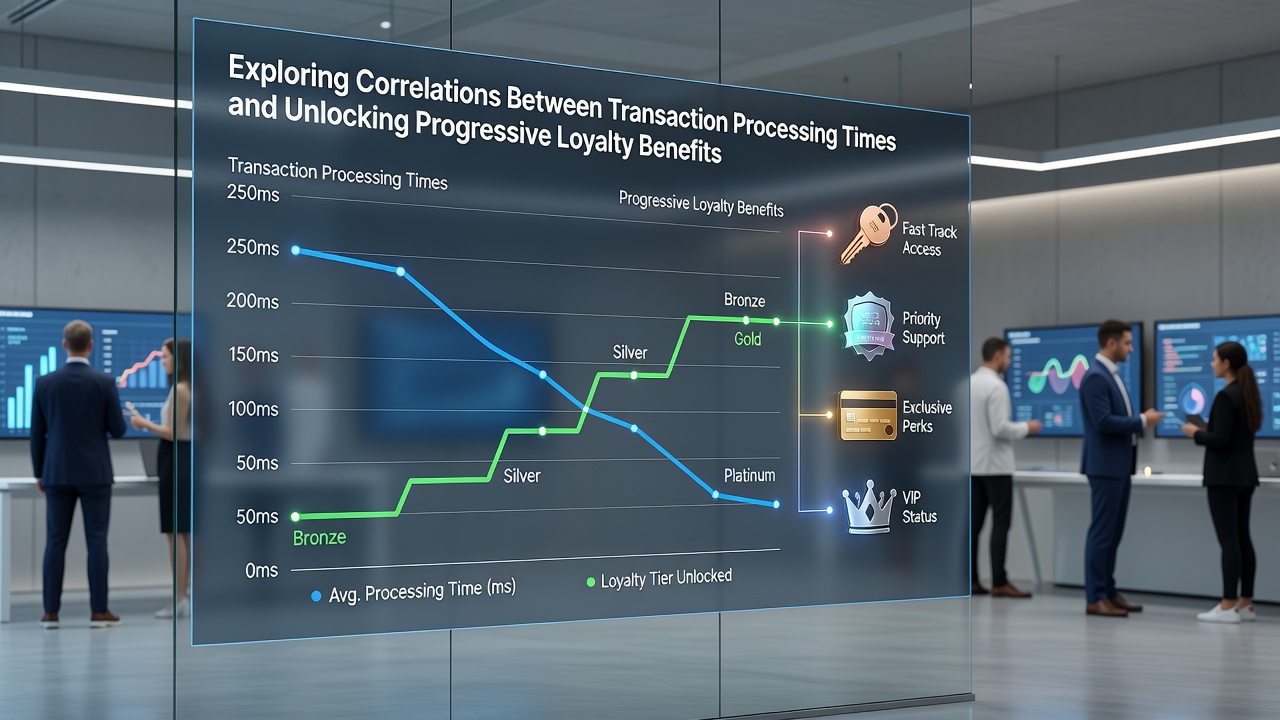 Analytics dashboard displaying correlation charts between transaction speeds and loyalty benefit unlocks in casino apps