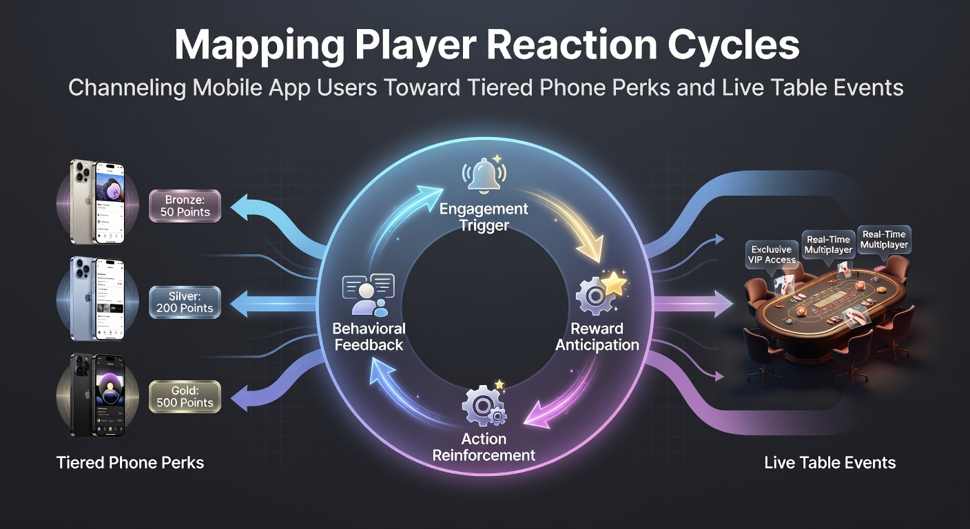 Mobile app interface displaying player reaction tracking metrics and tier progression paths in casino gaming platforms