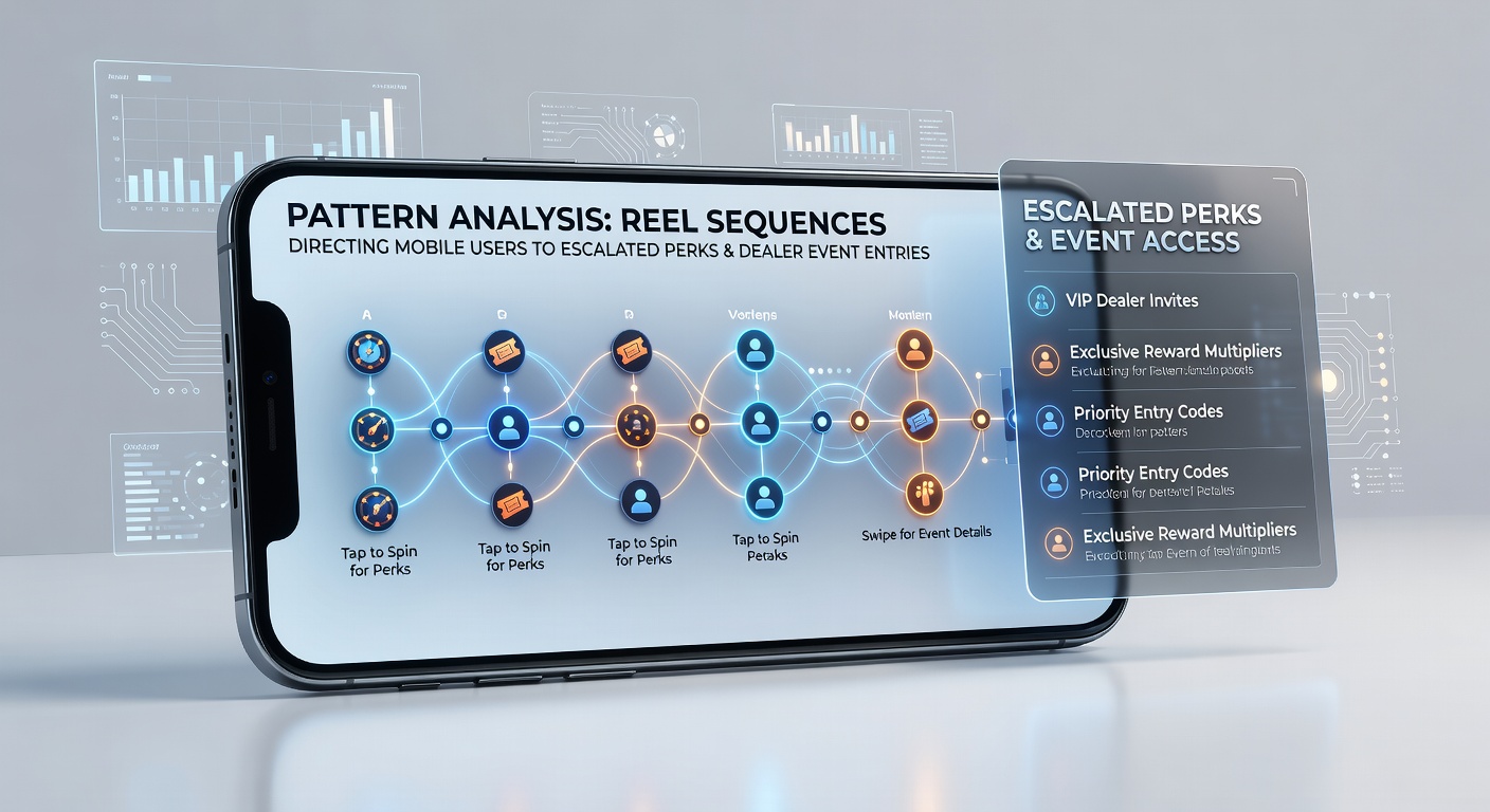 Analysis dashboard showing reel sequence data routing mobile users to dealer event entries and tiered rewards