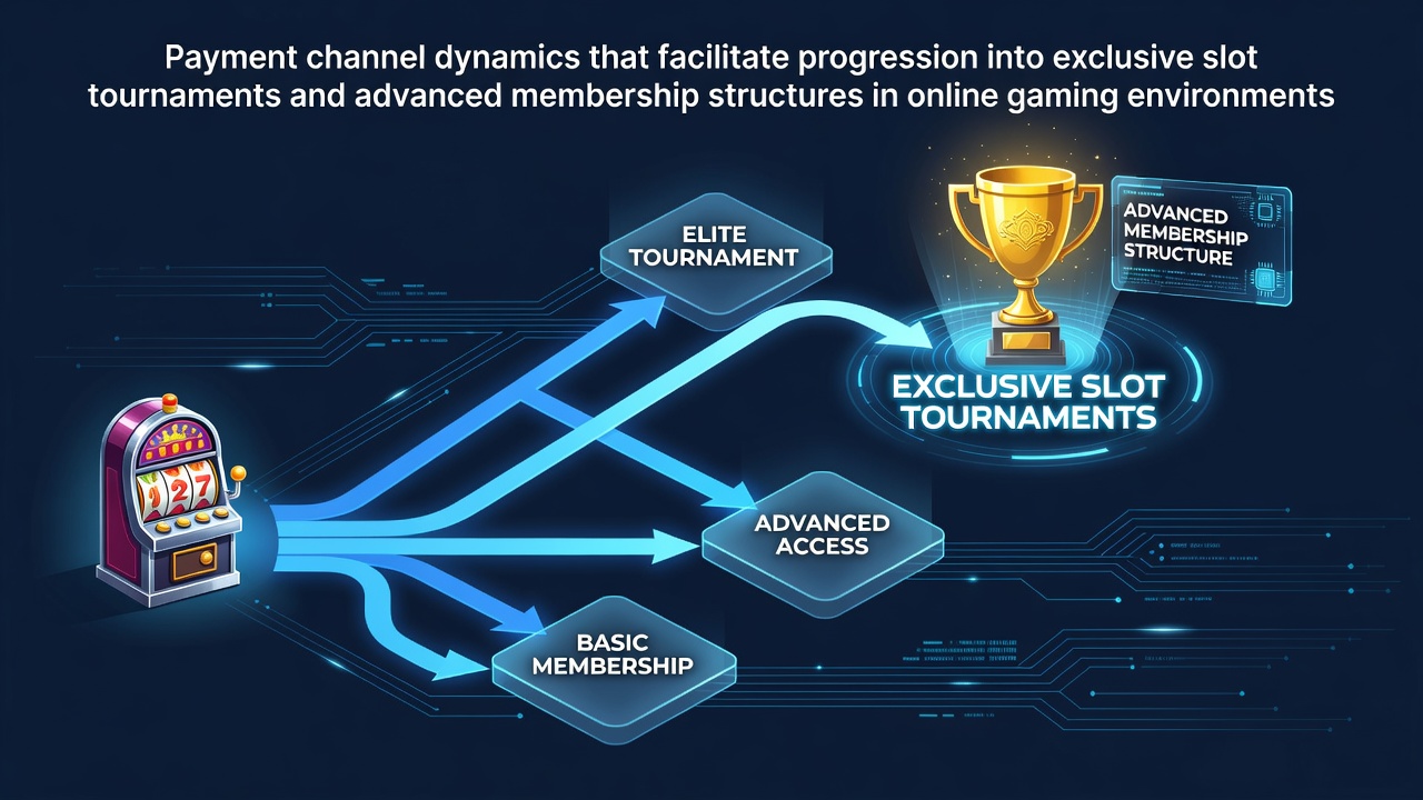 Illustration of payment processing flows connecting transaction methods to tiered online gaming access points