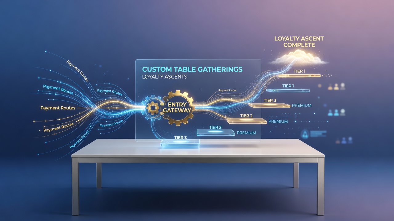 Digital payment interfaces connecting users to exclusive online table events and reward systems
