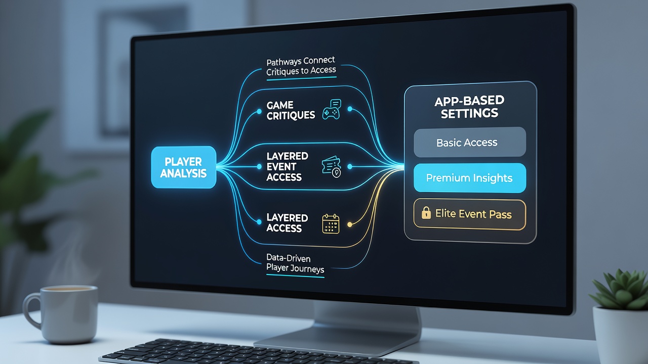 Infographic illustrating layered event access pathways from player critiques in mobile casino apps